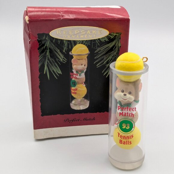 Hallmark Keepsake Perfect Match 1993, Mouse in Tennis Ball Container Ornament - Picture 2 of 10